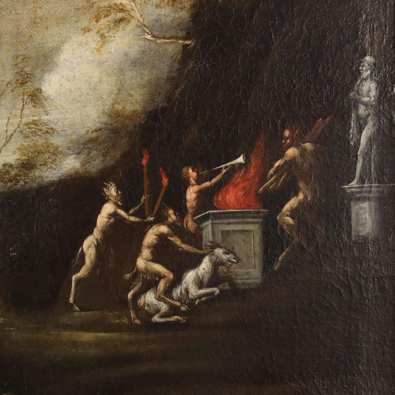 Pintura con escena mitológica Amor y Psique Siglo XVIII en venta 2