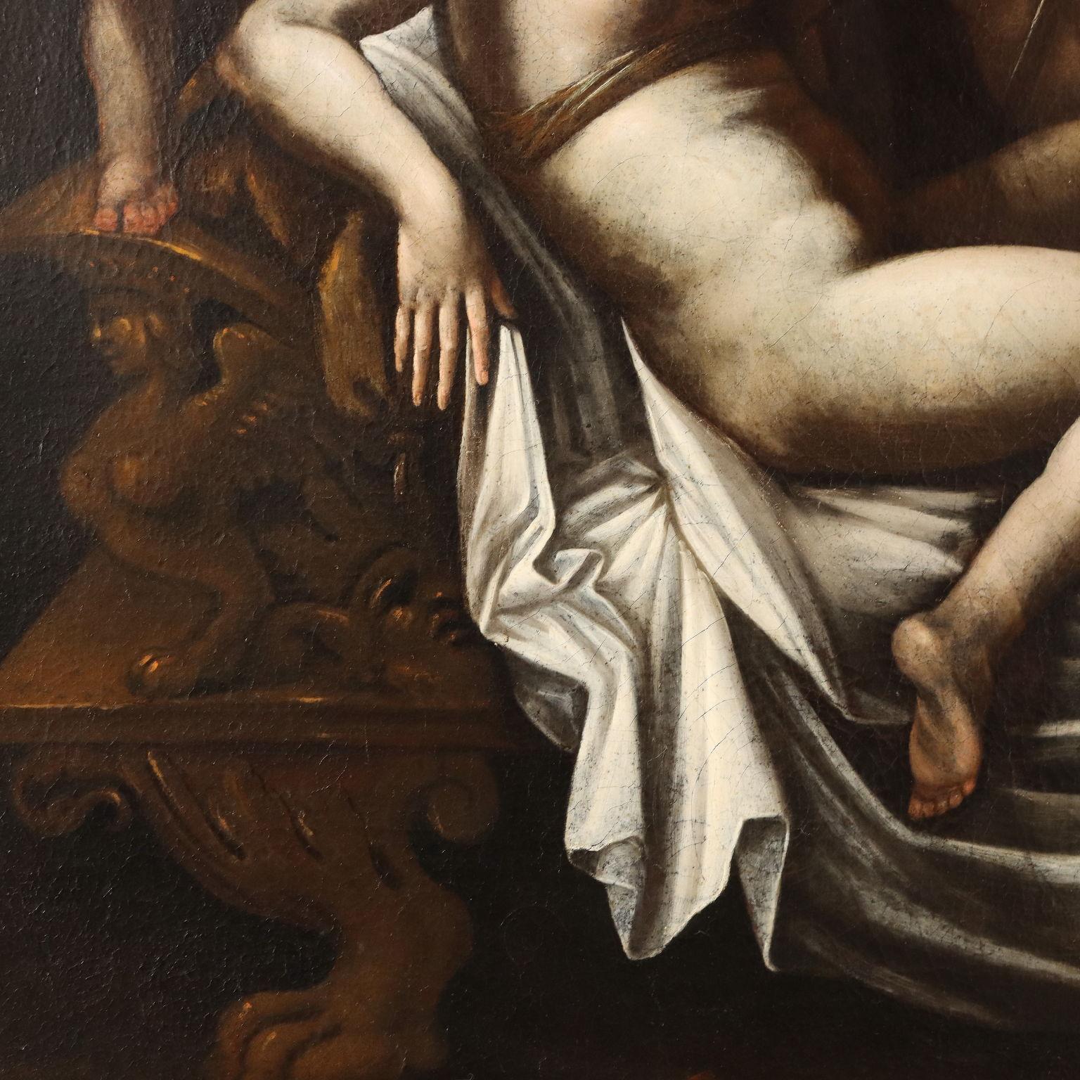 Pintura con escena mitológica Amor y Psique Siglo XVIII en venta 4