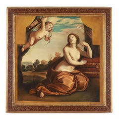 Antique Painting with Venus and Cupid Oil on Canvas '700