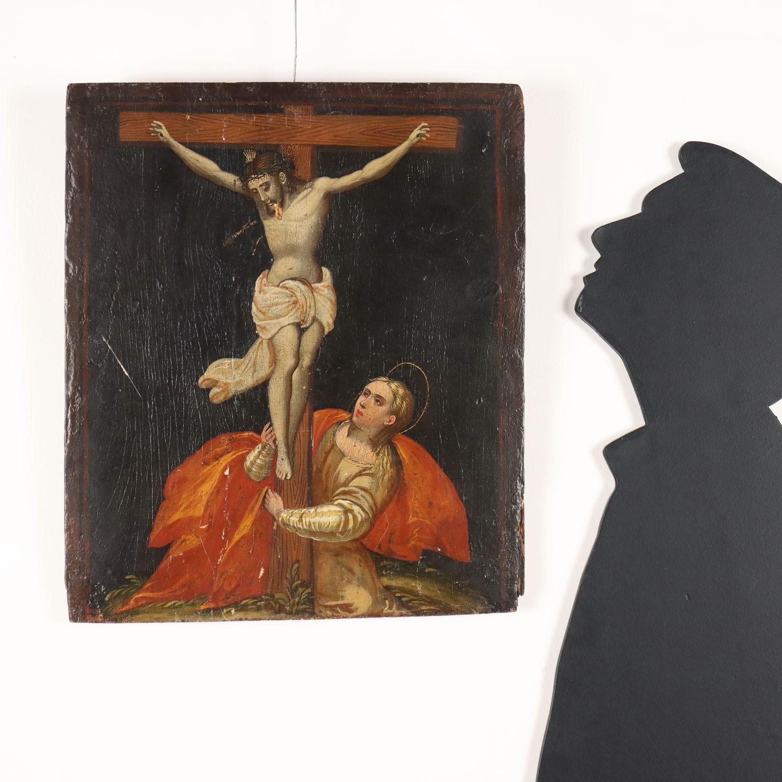 Dipinto Cristo Crocifisso con la Maddalena XVI secolo - Painting by Unknown