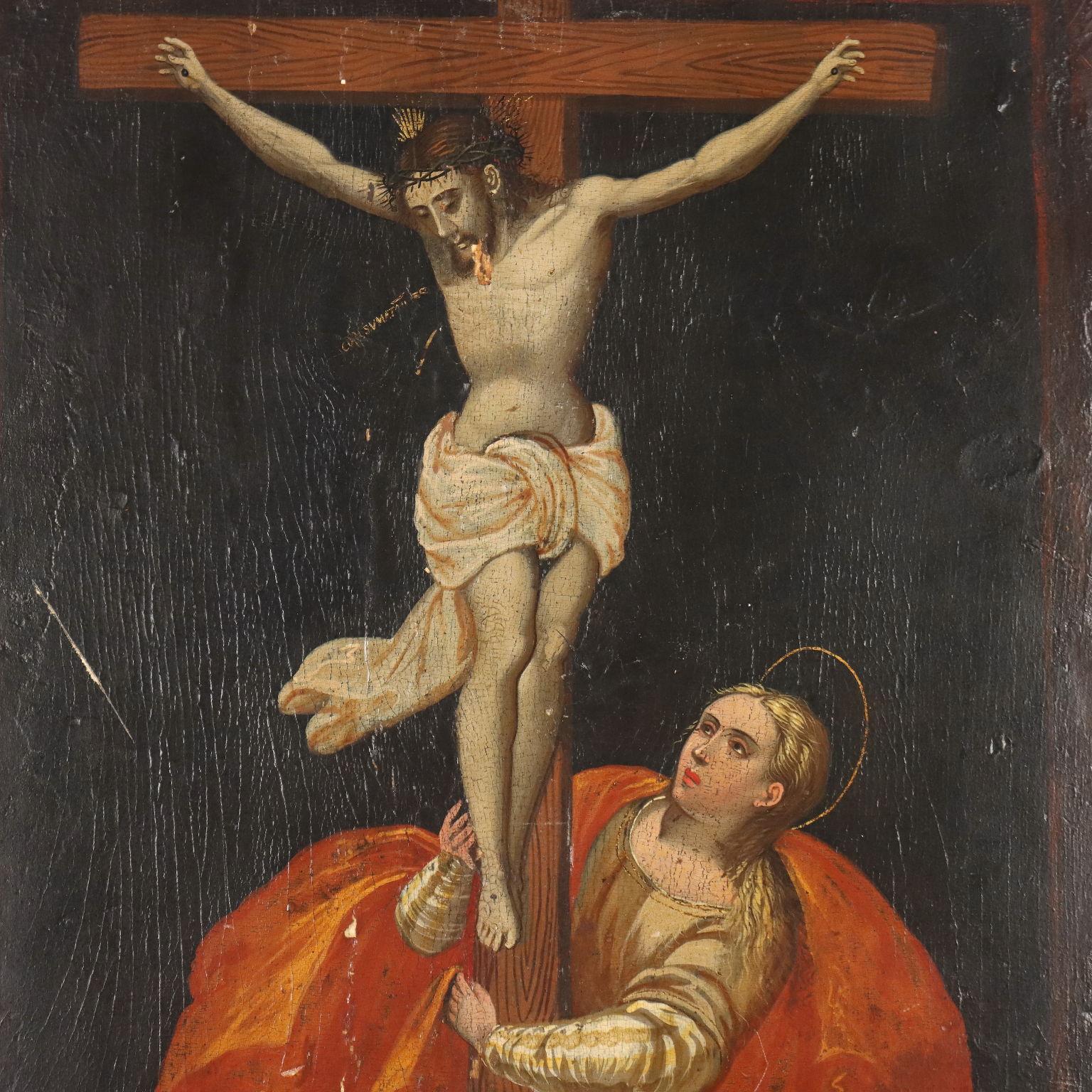 Dipinto Cristo Crocifisso con la Maddalena XVI secolo - Other Art Style Painting by Unknown