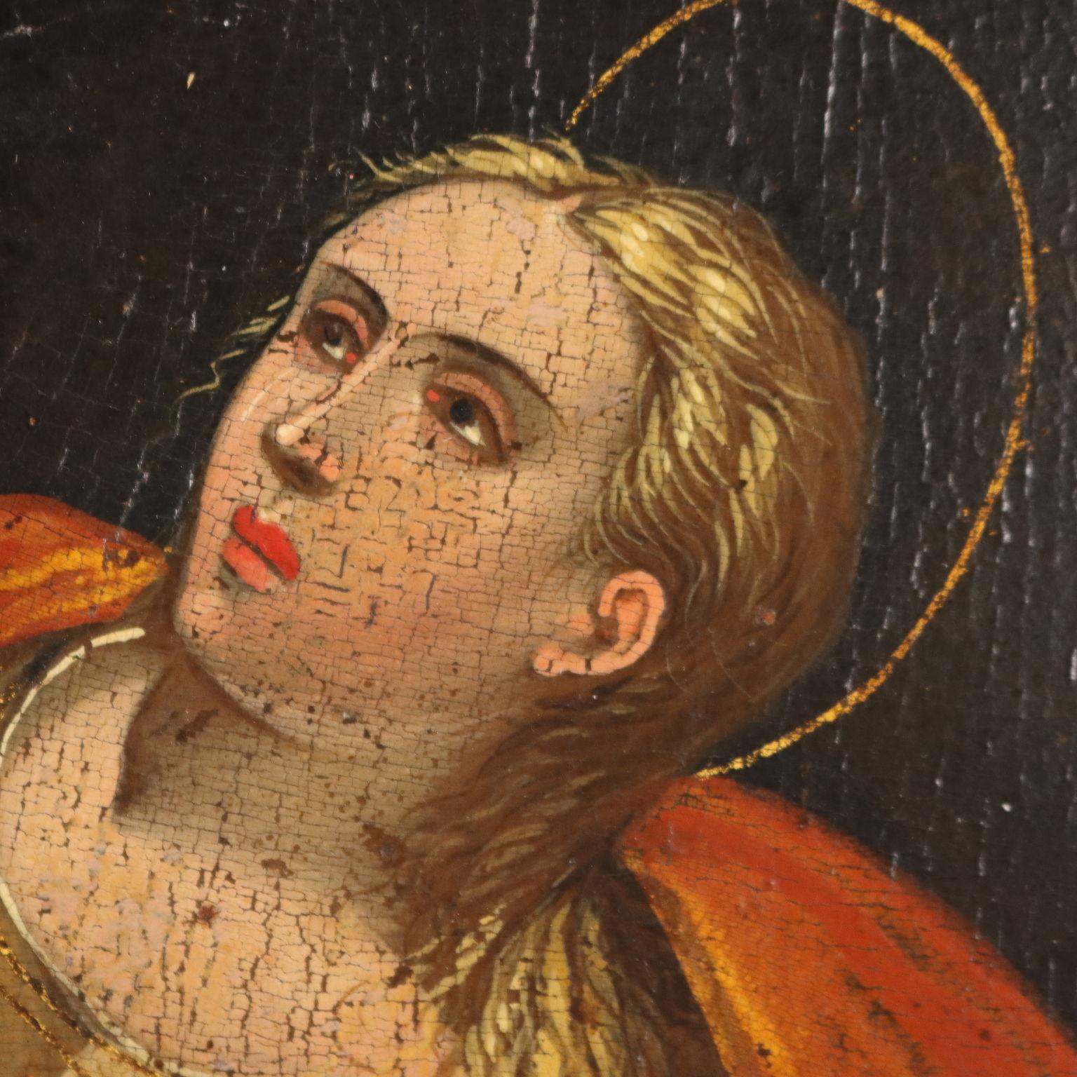 Dipinto Cristo Crocifisso con la Maddalena XVI secolo 2