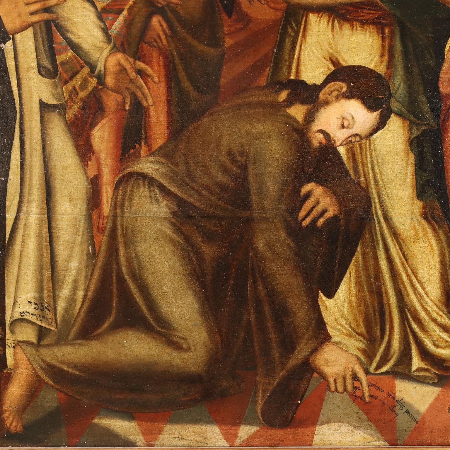 Gemälde Christus und die Ehebrecherin Flämische Schule 16. Jahrhundert (Sonstige Kunststile), Painting, von Unknown