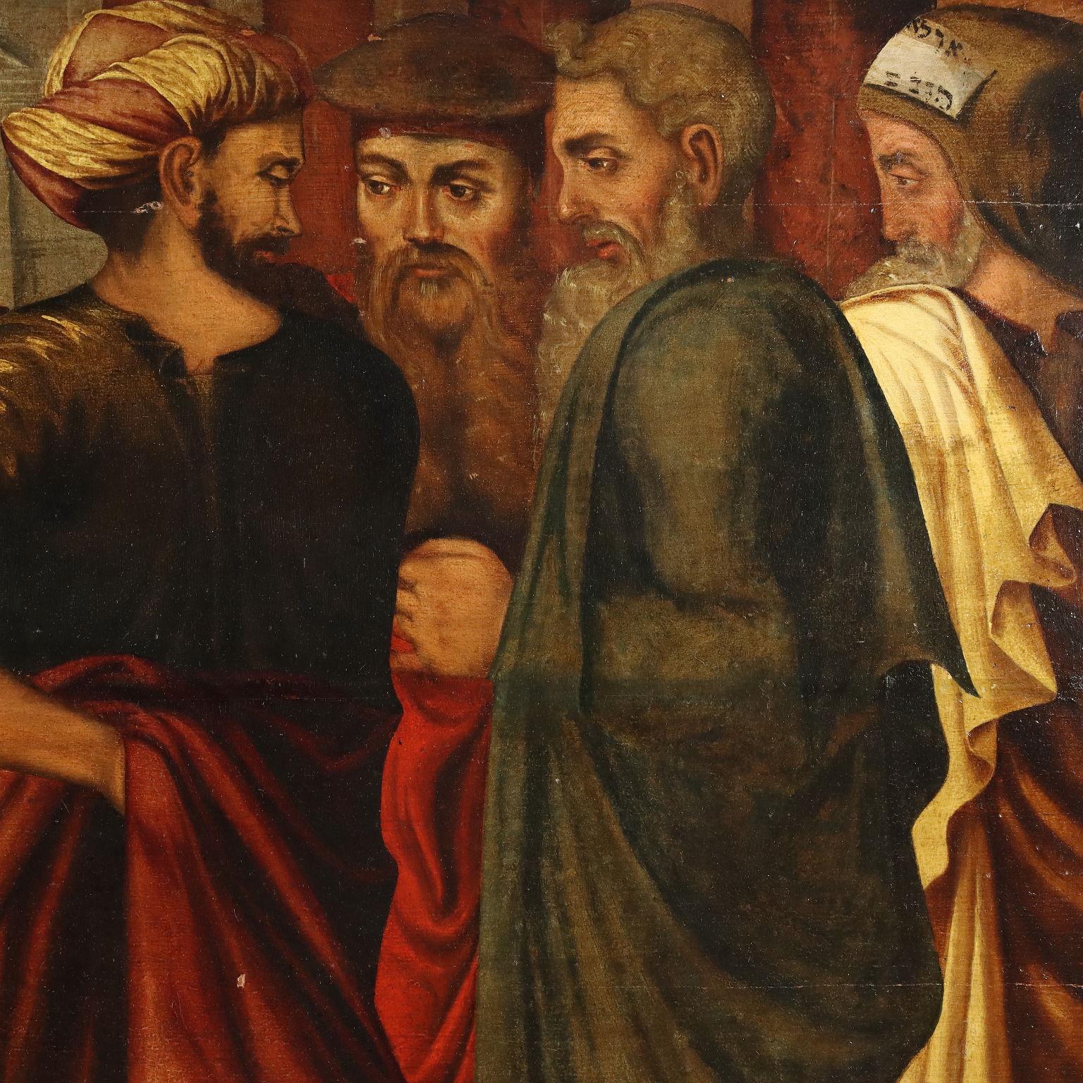 Gemälde Christus und die Ehebrecherin Flämische Schule 16. Jahrhundert im Angebot 3