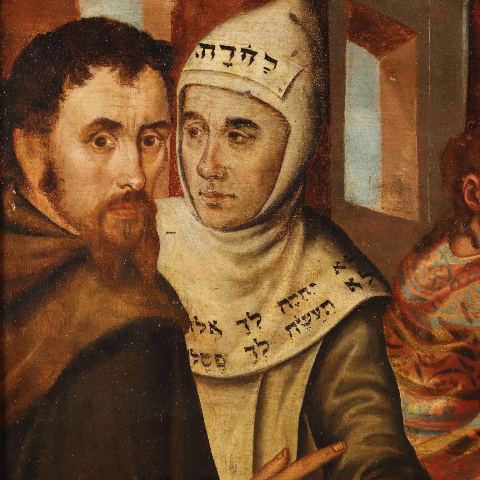 Gemälde Christus und die Ehebrecherin Flämische Schule 16. Jahrhundert im Angebot 5