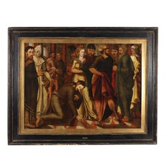 Peinture Le Christ et la femme adultère École flamande 16e siècle