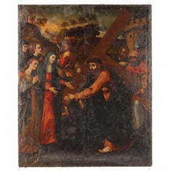 Dipinto Cristo Portacroce XVII secolo