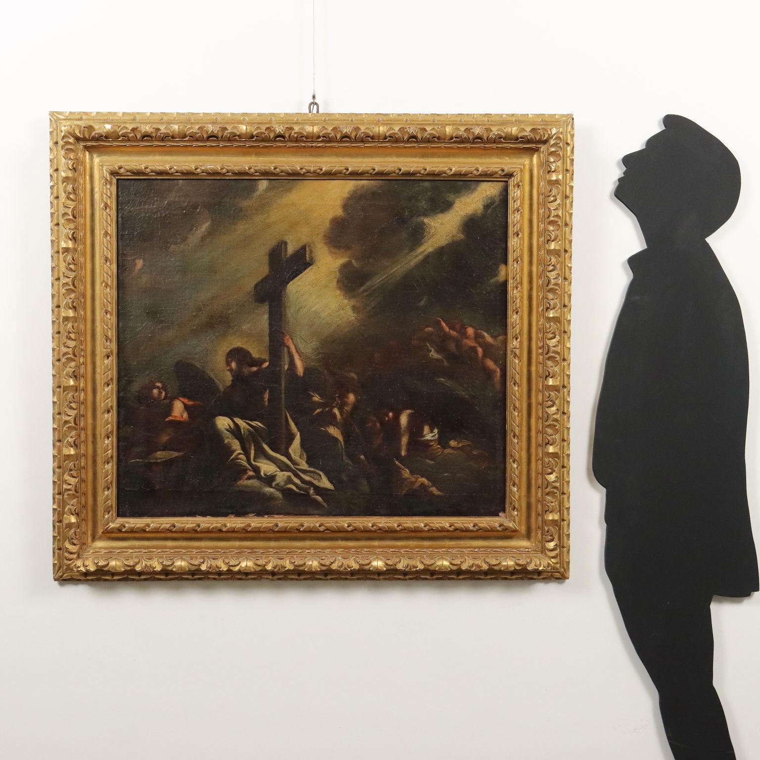 Gemälde Christus der Erlöser und Engel 17.-18. Jahrhundert – Painting von Unknown