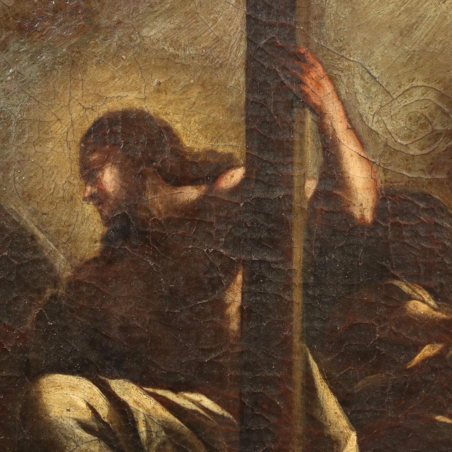 Gemälde Christus der Erlöser und Engel 17.-18. Jahrhundert (Brown), Figurative Painting, von Unknown