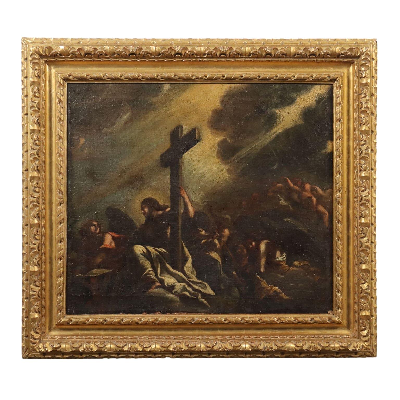 Unknown Figurative Painting – Gemälde Christus der Erlöser und Engel 17.-18. Jahrhundert
