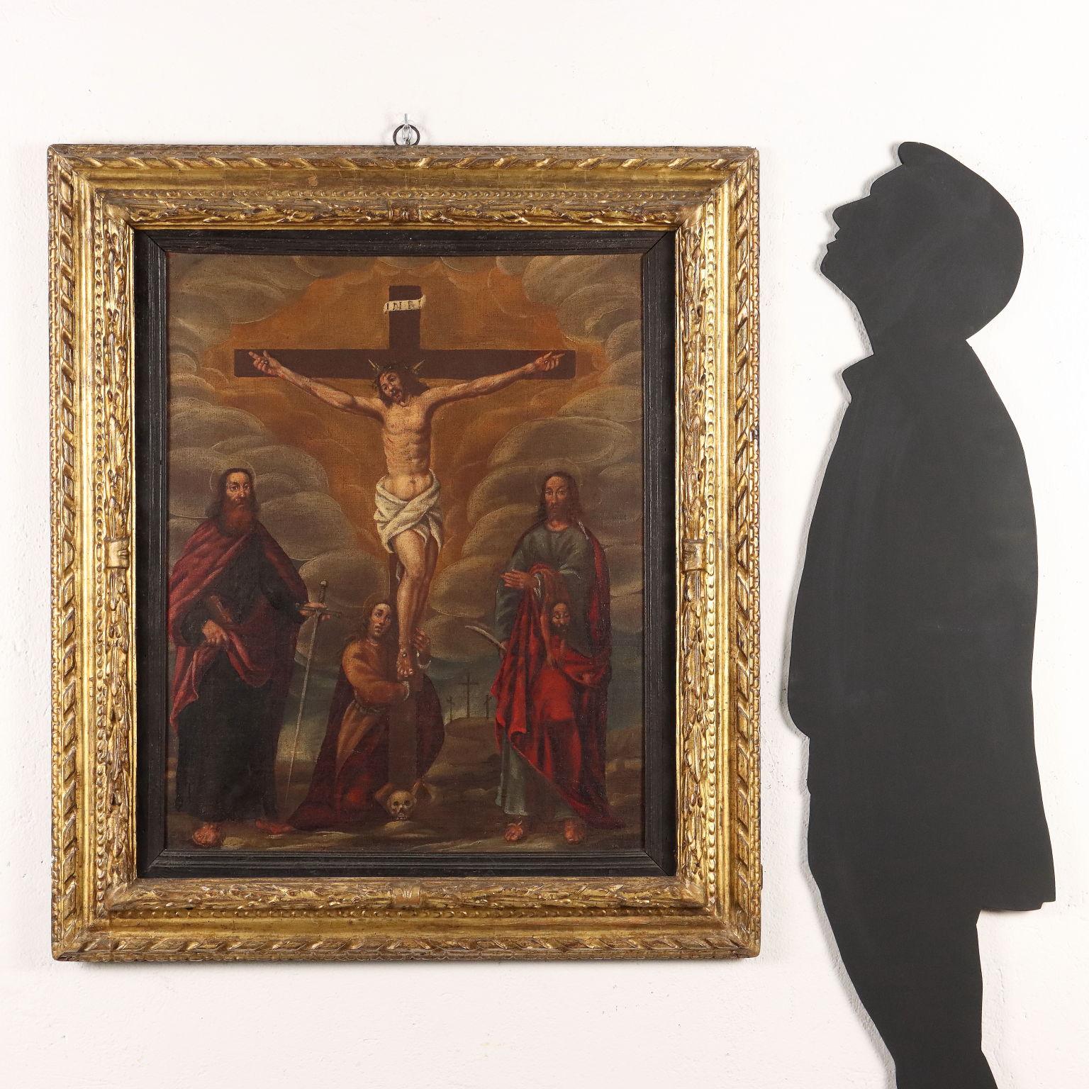 Dipinto Crocifissione con i Santi Paolo, Maddalena e Bartolomeo XVII-XVIII sec - Painting by Unknown