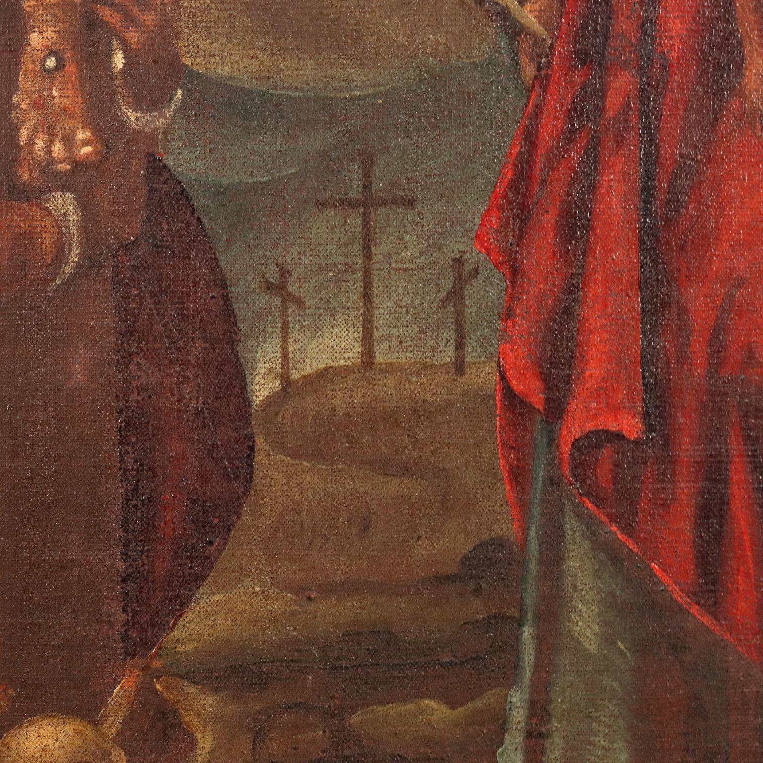 Dipinto Crocifissione con i Santi Paolo, Maddalena e Bartolomeo XVII-XVIII sec For Sale 1