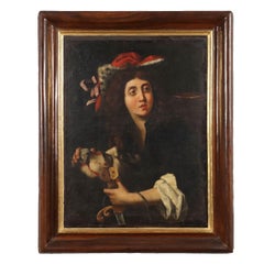 Antique Painting David with the Head of Goliath 17th century