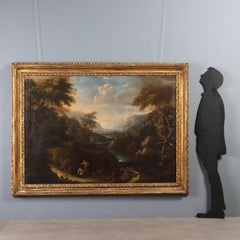 Gemälde aus dem 18. Jahrhundert mit Landschaft und Figuren – Öl auf Leinwand aus der venezianischen Schule