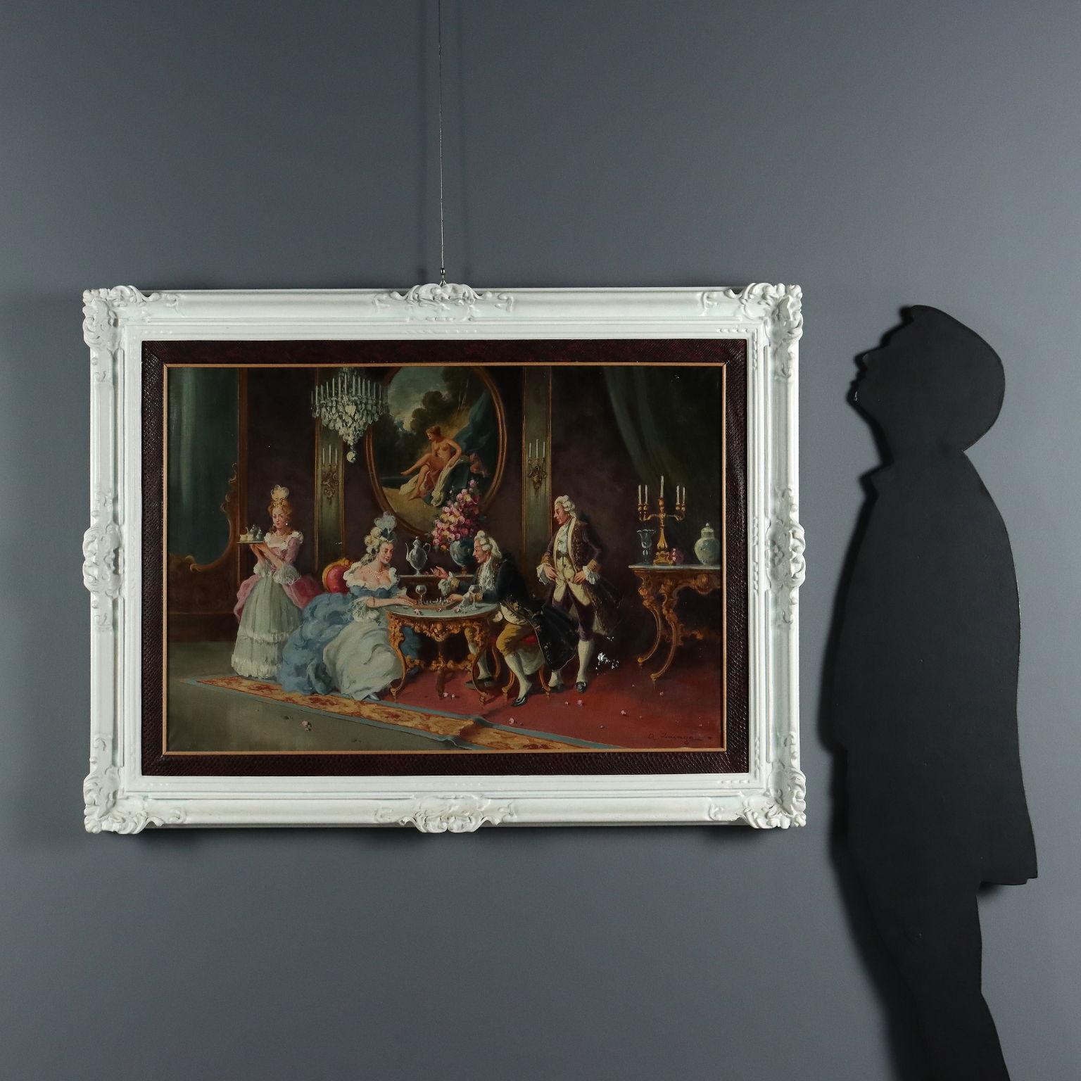 Peinture d'Antonio Zavaga Genre Scène de cour - Painting de Unknown
