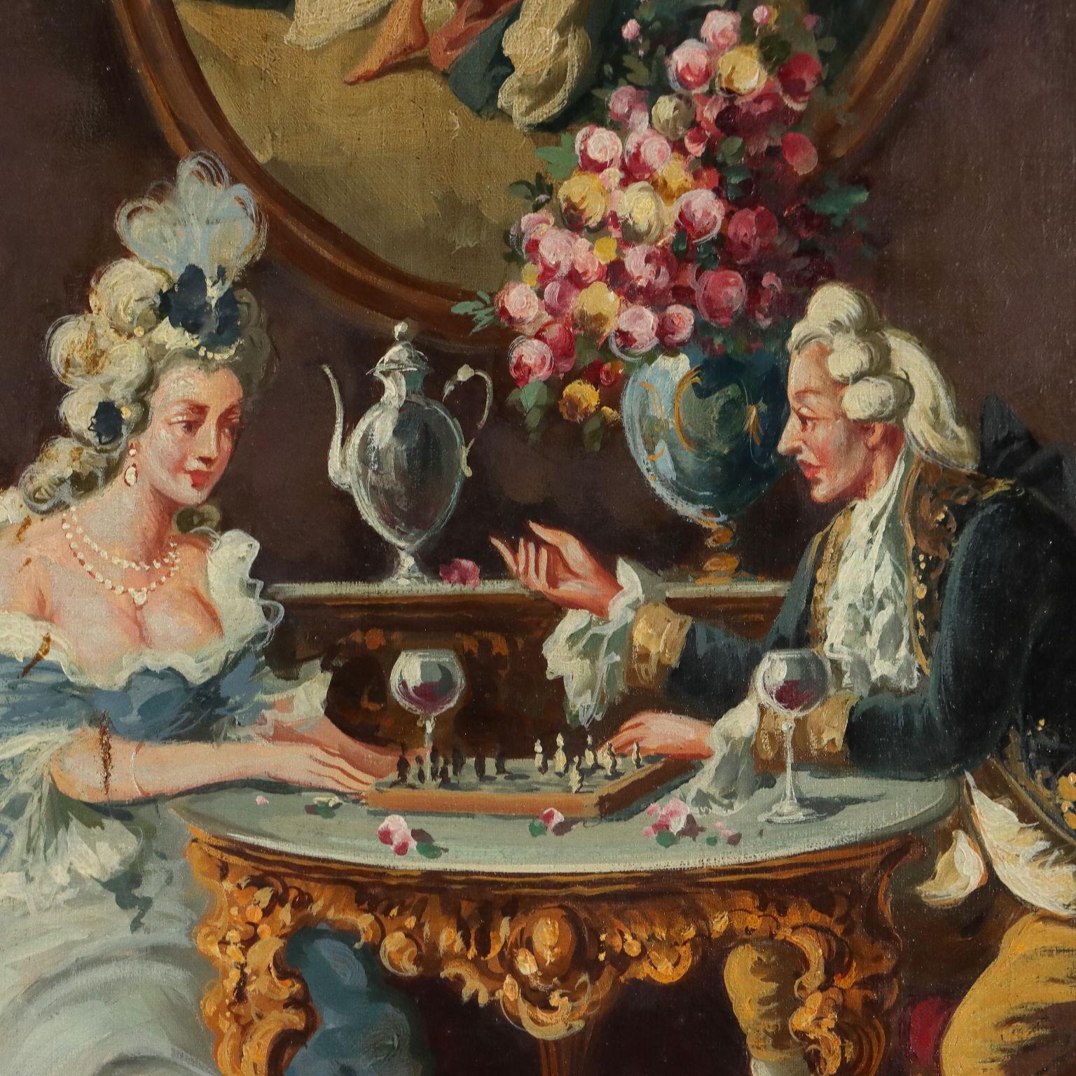 Peinture d'Antonio Zavaga Genre Scène de cour - Black Figurative Painting par Unknown