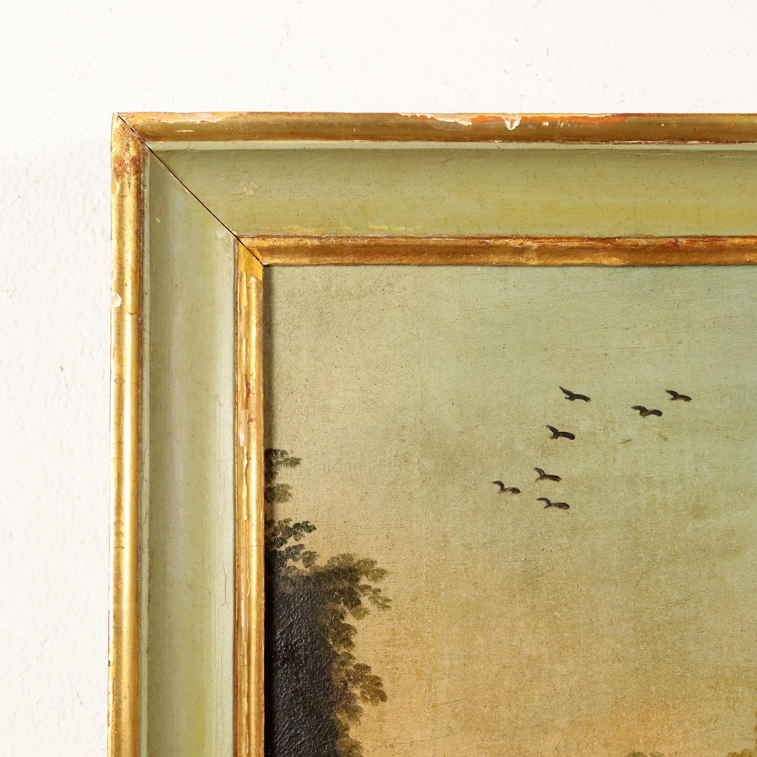Dipinto  di Paesaggio con Rovine e Figure, XVIII secolo, olio su tela 4