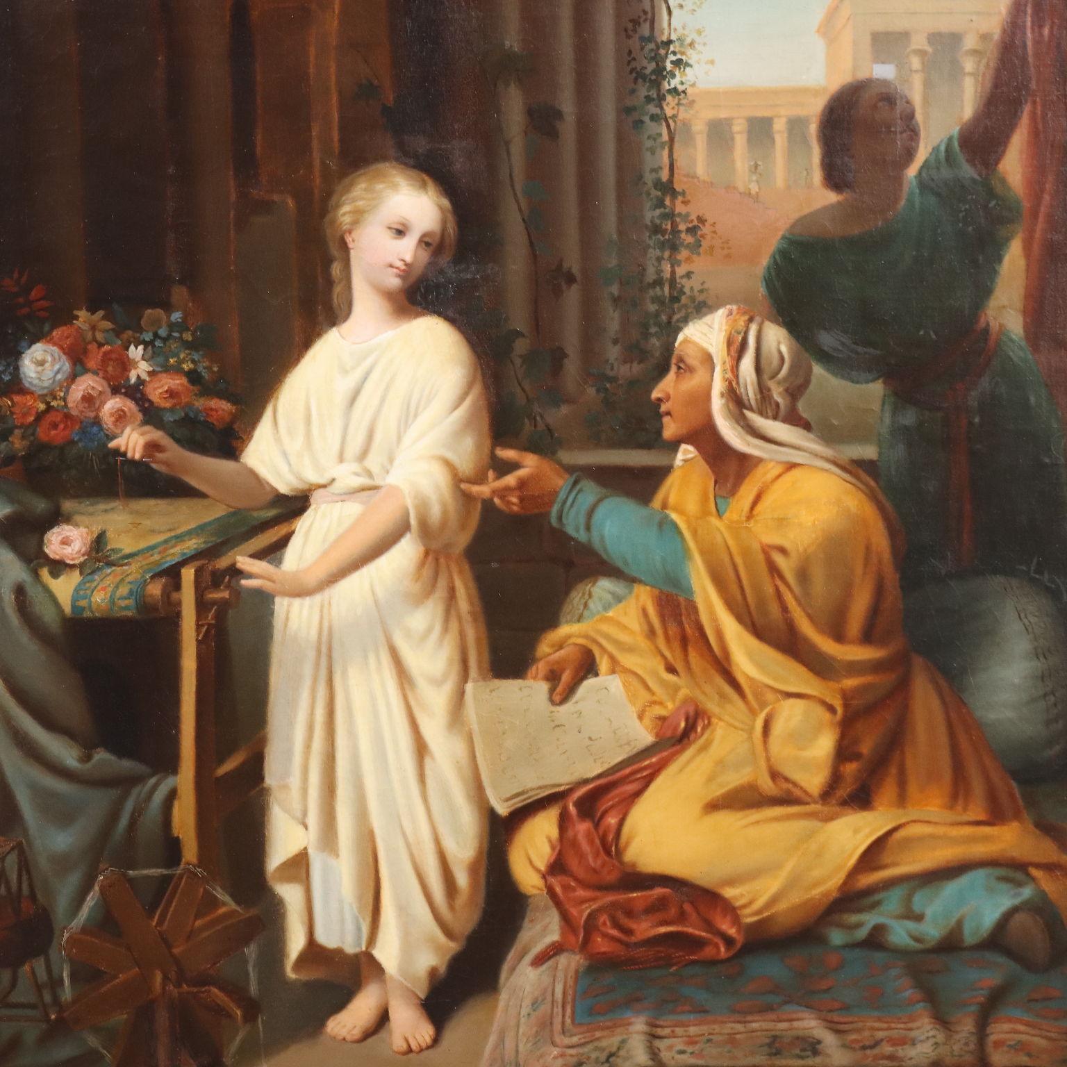 Szenenmalerei mit Spinner 1876 (Sonstige Kunststile), Painting, von Unknown