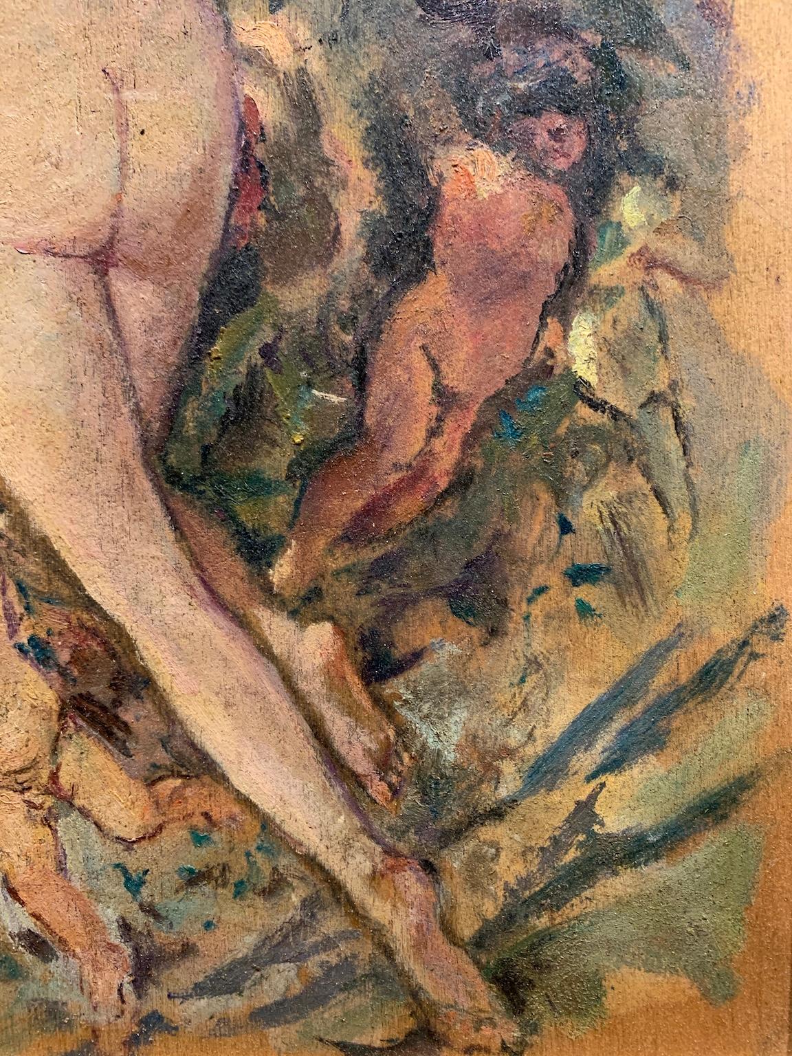 Toskanische figurative weibliche Aktmalerei des 20. Jahrhunderts. (Brown), Nude Painting, von Unknown