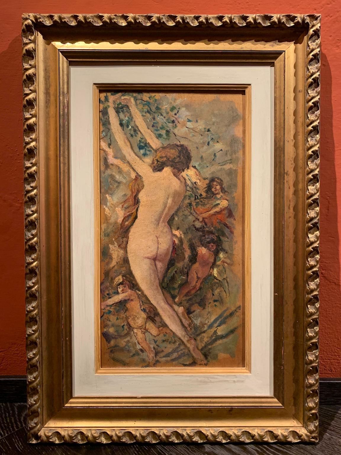 Unknown Nude Painting – Toskanische figurative weibliche Aktmalerei des 20. Jahrhunderts.