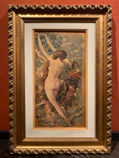 Figurative mythological Tuscan female nude painting from the 20th century.