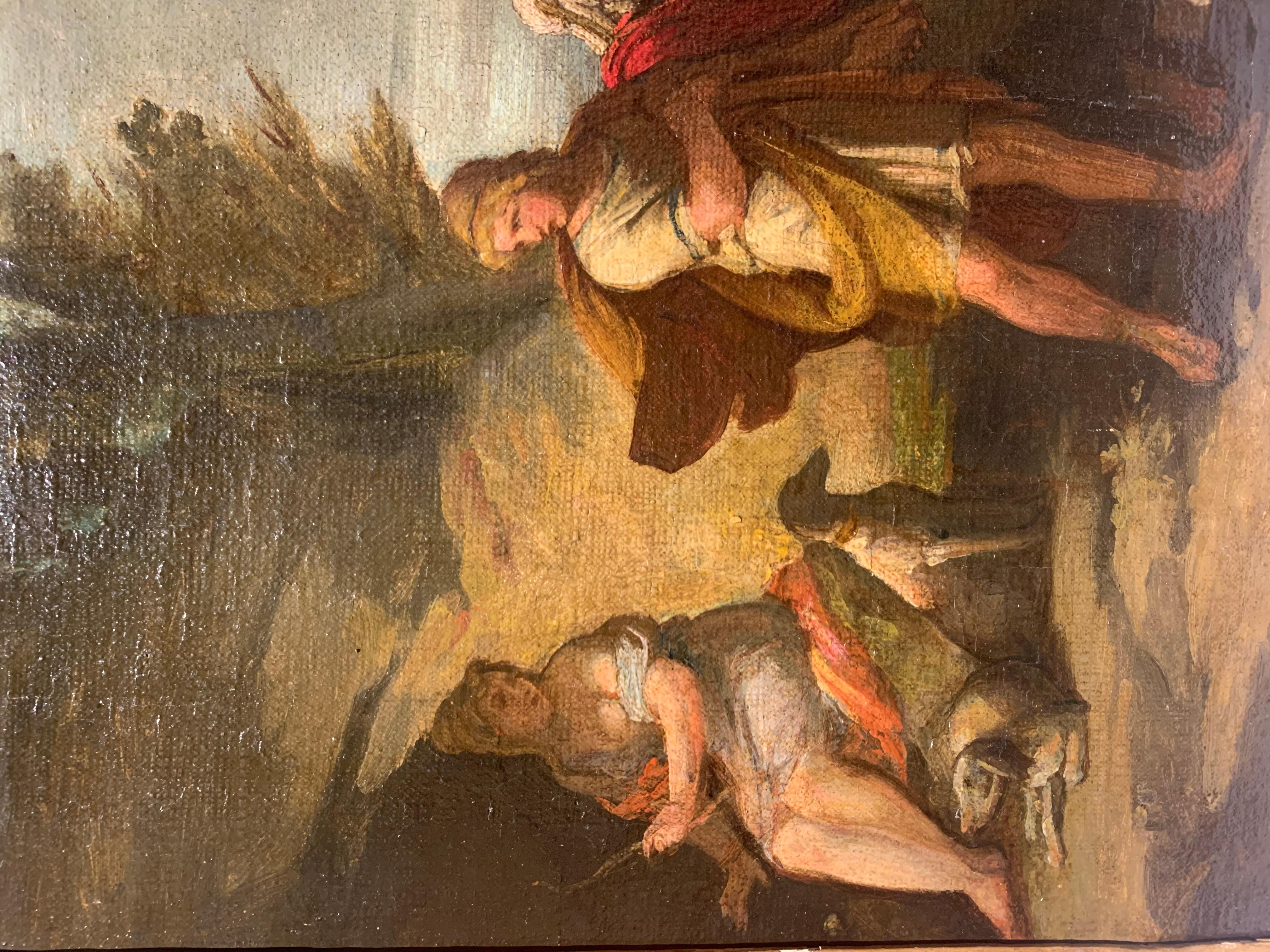 Peinture mythologique figurative de l'école émilienne du XVIIIe siècle huile sur toile - Painting de Unknown