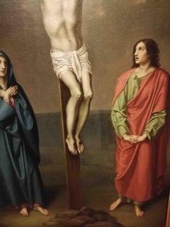 19th century Italian religious purist figurative crucifixion painting