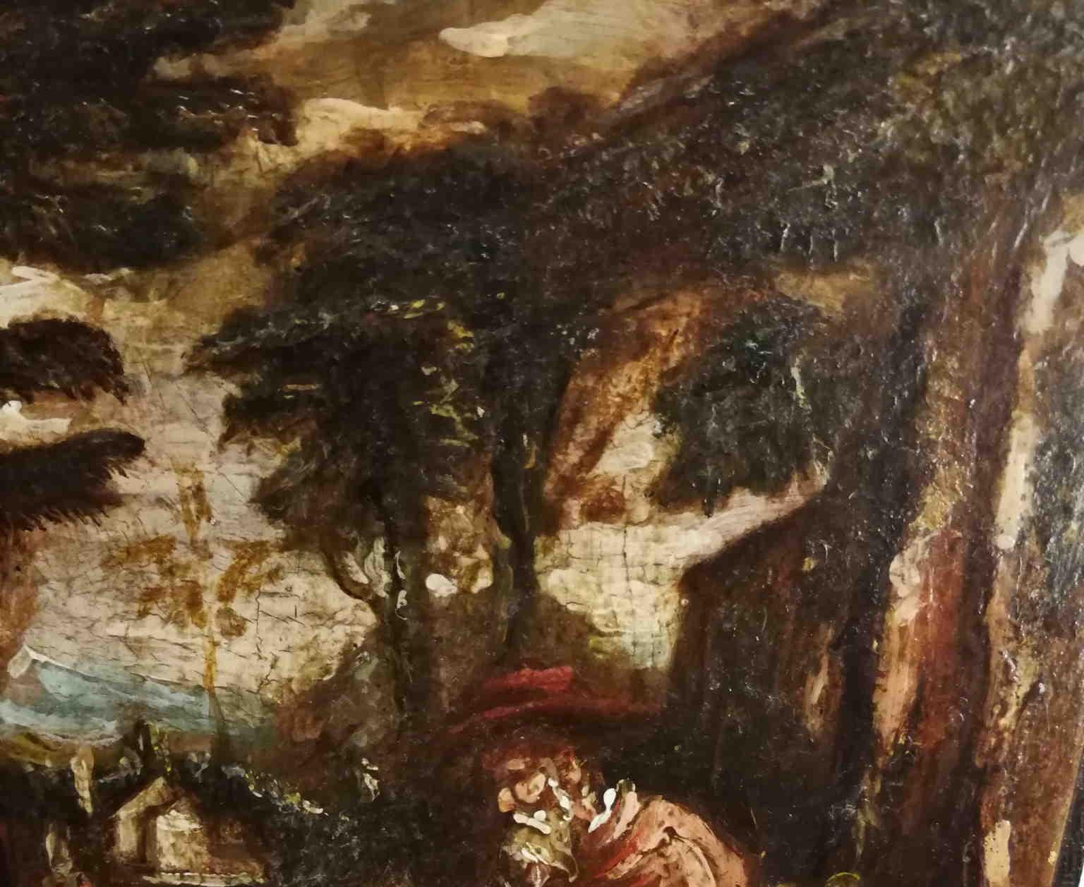 Pintura figurativa religiosa barroca véneta del siglo XVII - Landscape Painting Brown de Unknown