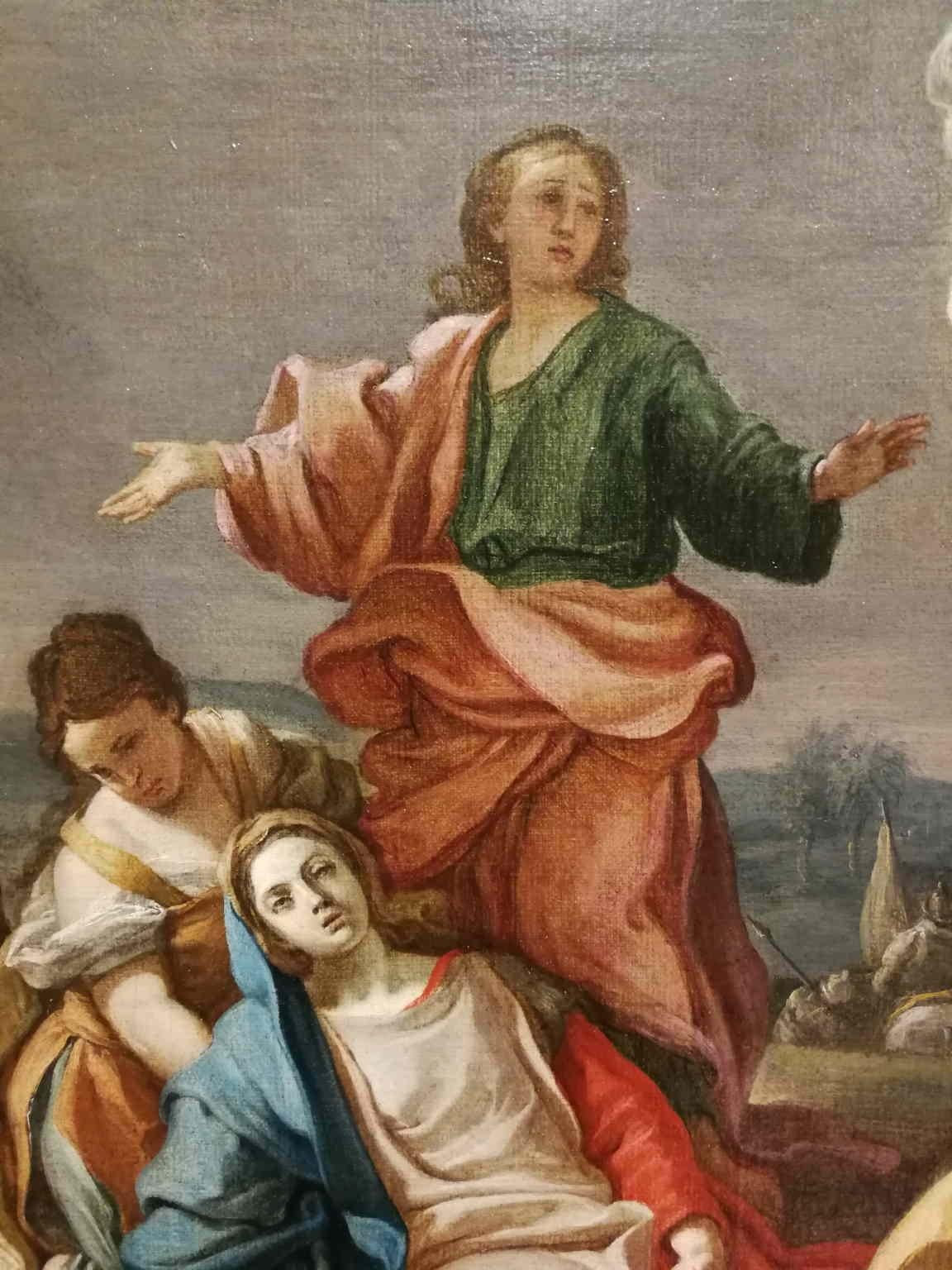 Dipinto figurativo religioso rococó di scuola napoletana del Settecento - Figurative Painting Marrón de Unknown
