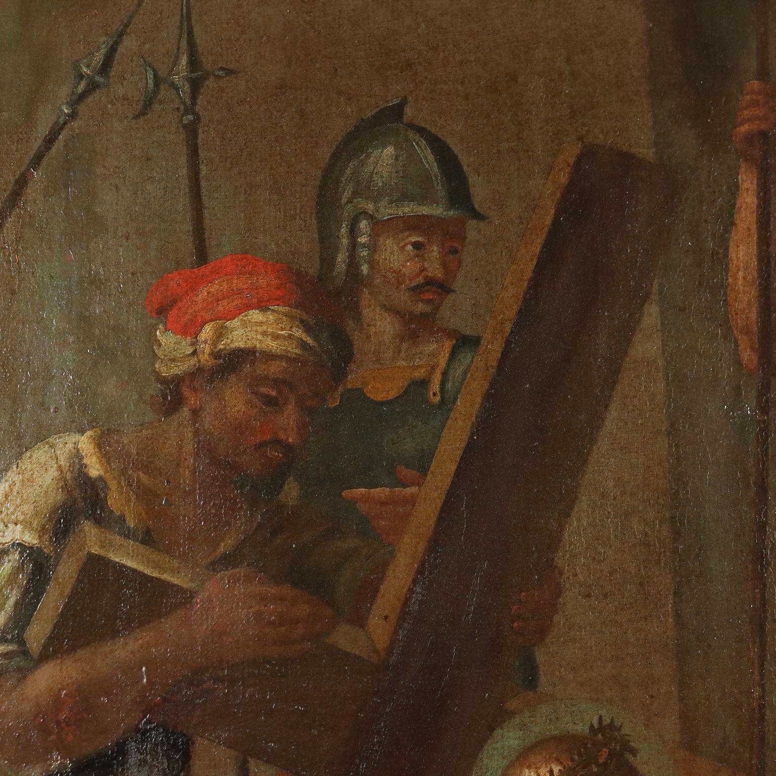 Peinture Jésus tombe pendant le chemin de croix 17-18e siècle en vente 1