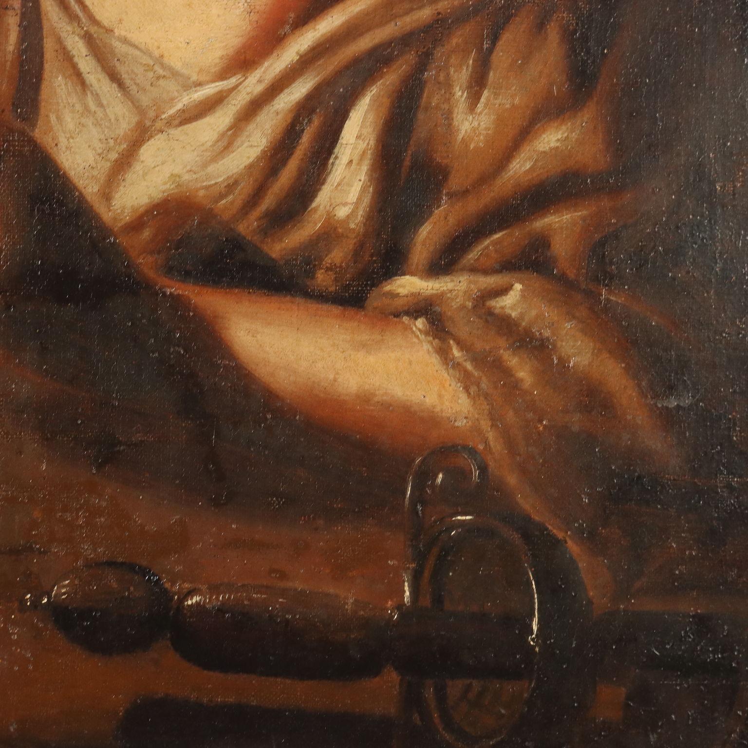 Painting Young man lighting a pipe 18th century For Sale 5
