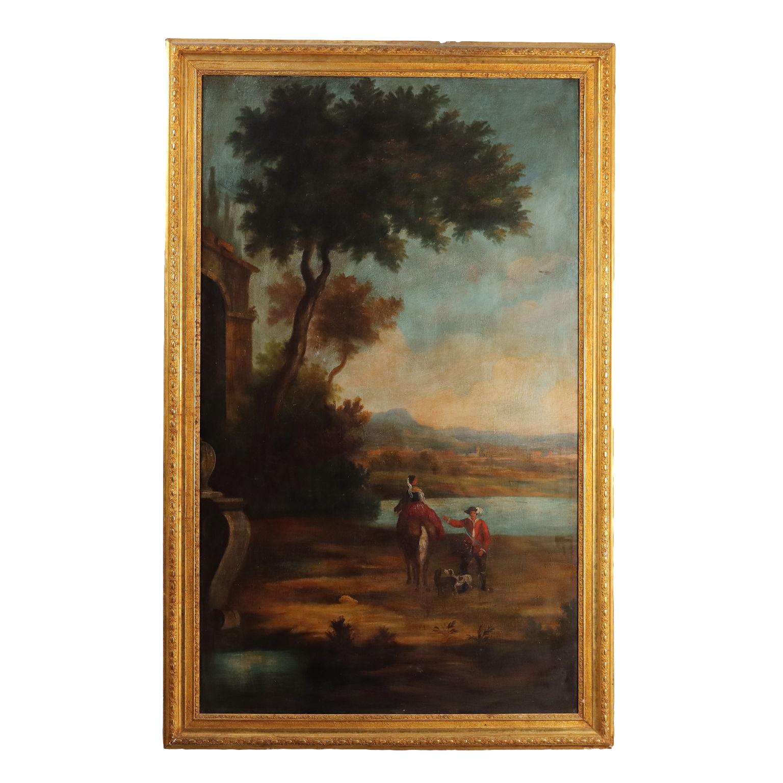 Unknown Landscape Painting - Painting Large Landscape with Figures 1931