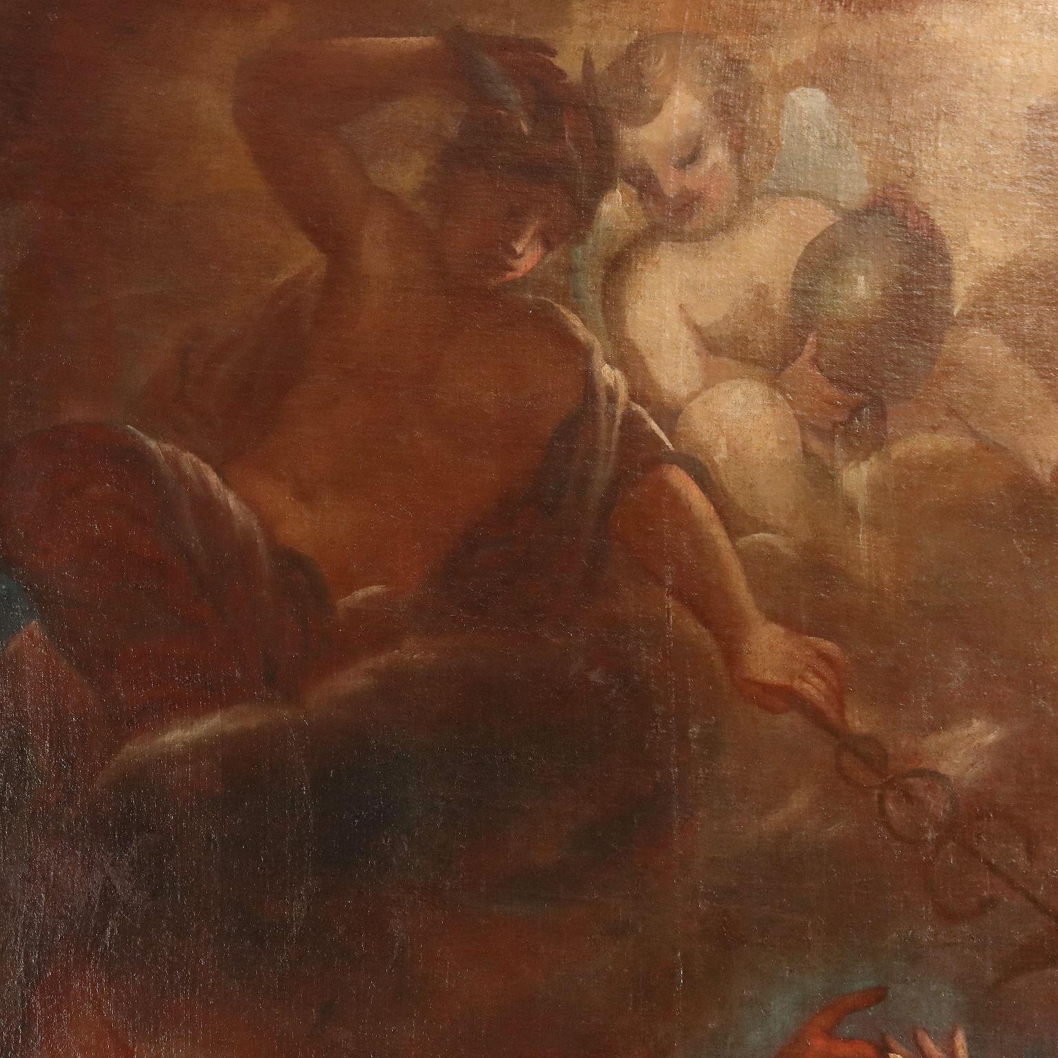 Dipinto Il Giudizio di Paride XVIII secolo - Figurative Painting Brown di Unknown