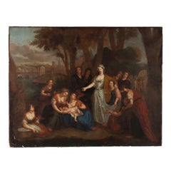 Peinture La découverte de Moïse 18e siècle