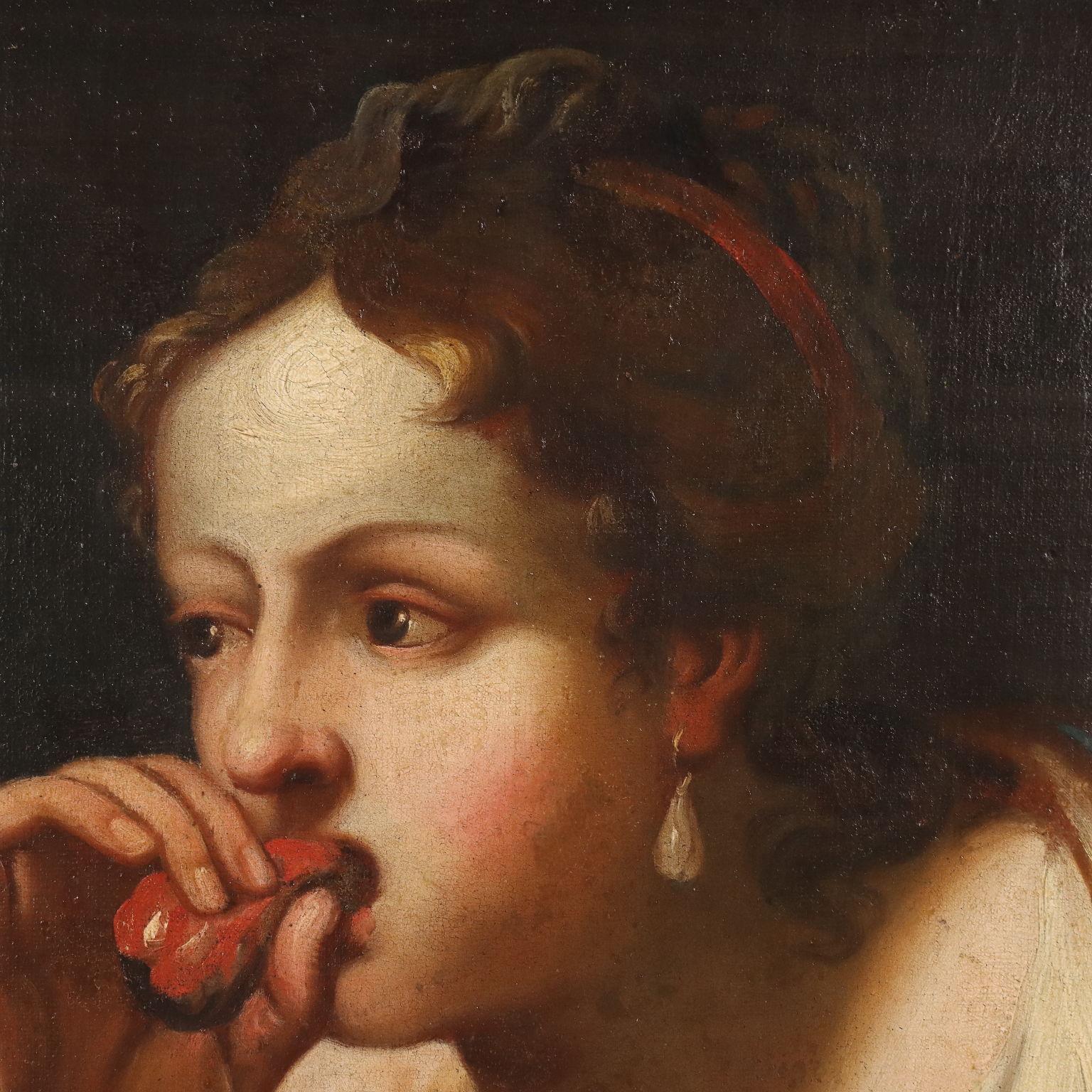 Gemälde Der Selbstmord der Portia  18. Jahrhundert (Black), Figurative Painting, von Unknown