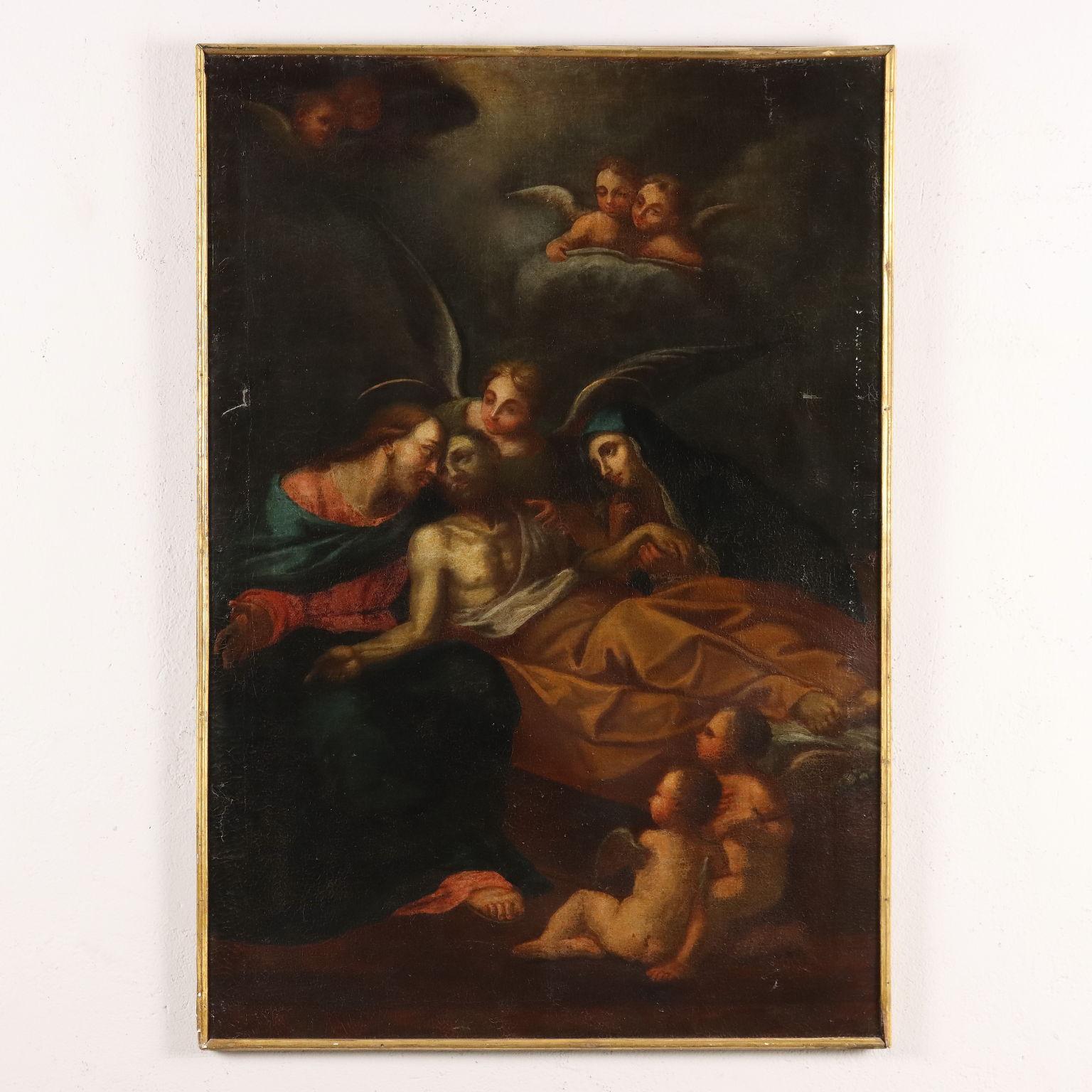 Unknown Figurative Painting – Gemälde Die Durchreise des Heiligen Joseph 18. Jahrhundert