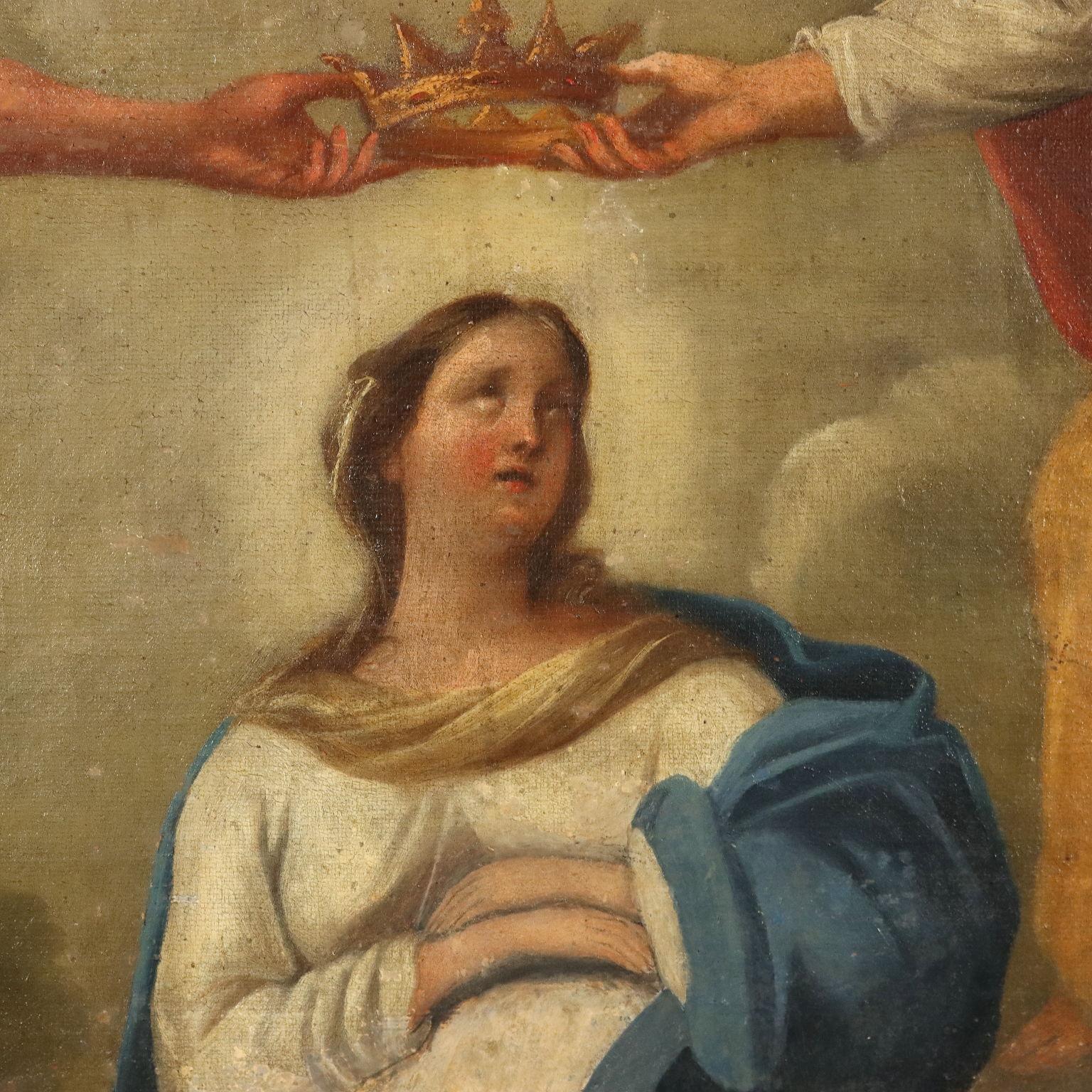 Dipinto Incoronazione della Vergine XVII secolo - Figurative Painting Brown di Unknown