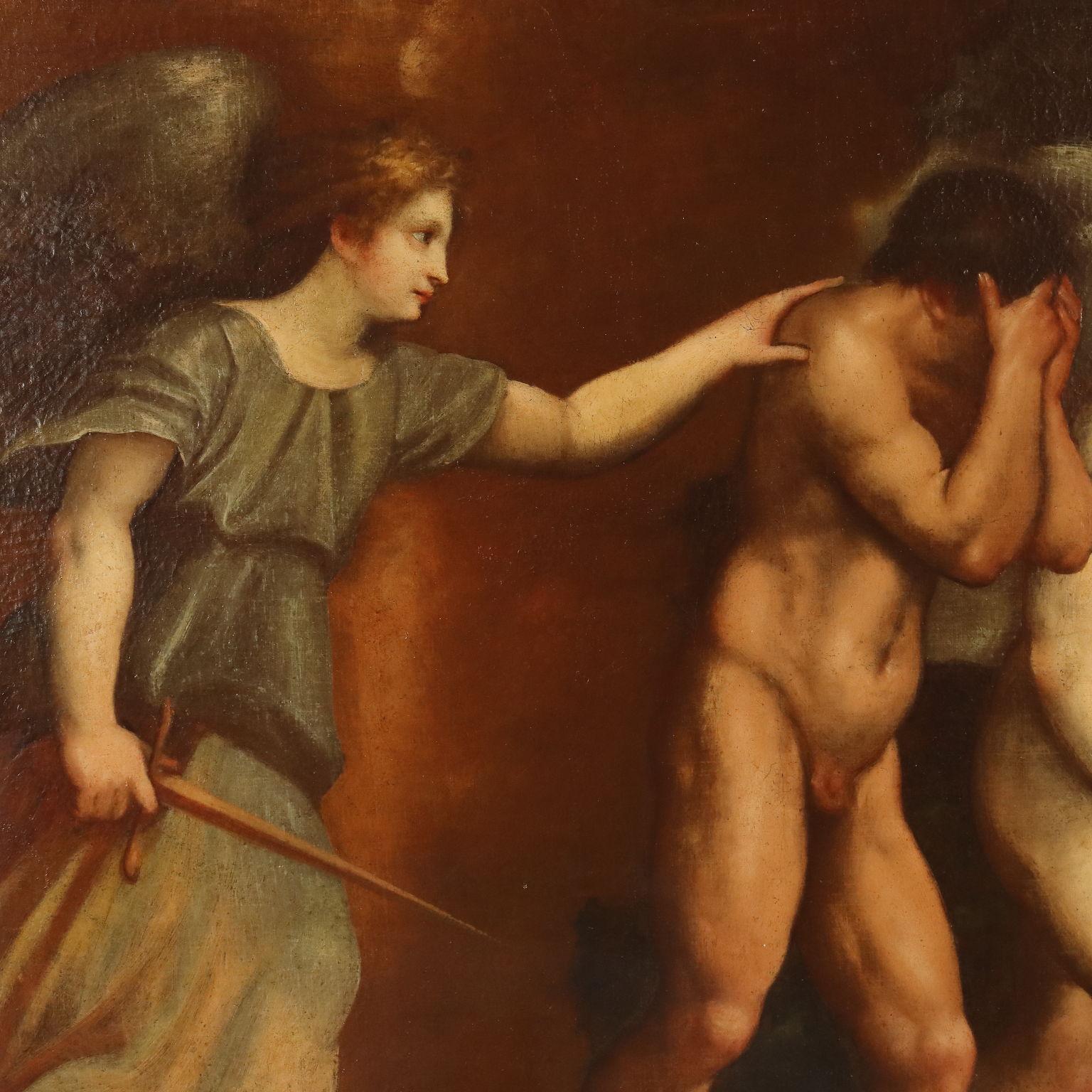 Dipinto La Cacciata di Adamo ed Eva XVIII secolo - Painting Altro stile artistico di Unknown