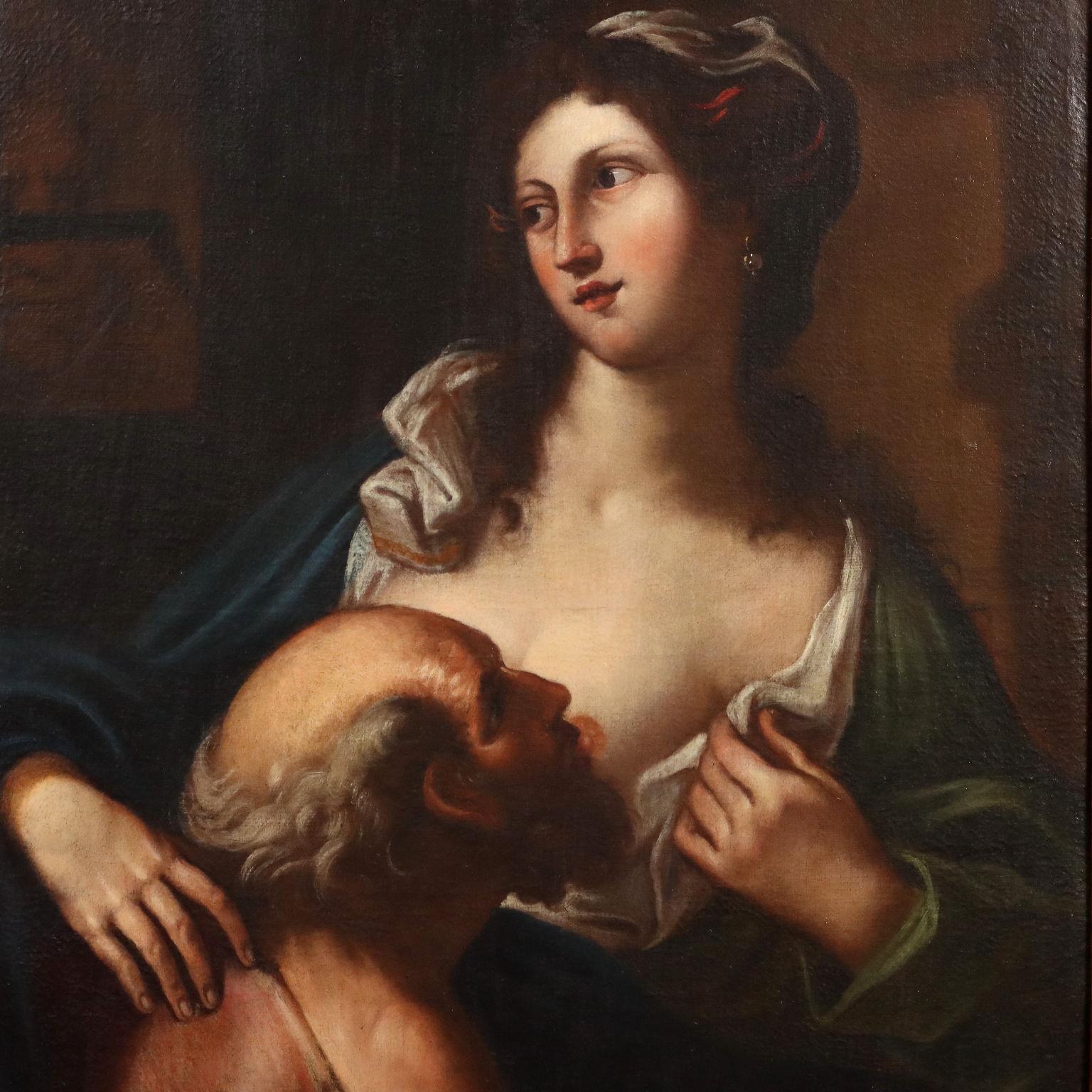 Peinture Charité romaine 17e siècle - Autres styles artistiques Painting par Unknown
