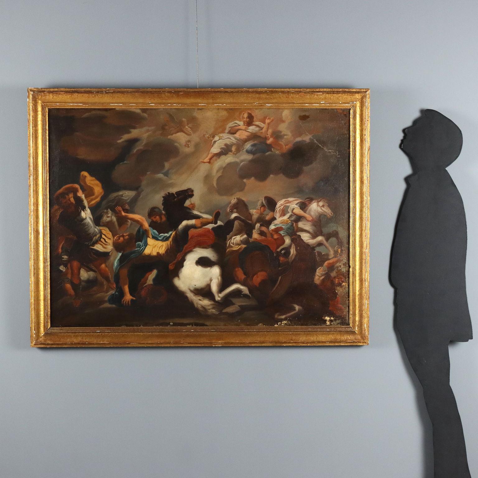 Painting The Conversion of St. Paul 17th century - Brown Figurative Painting by Unknown