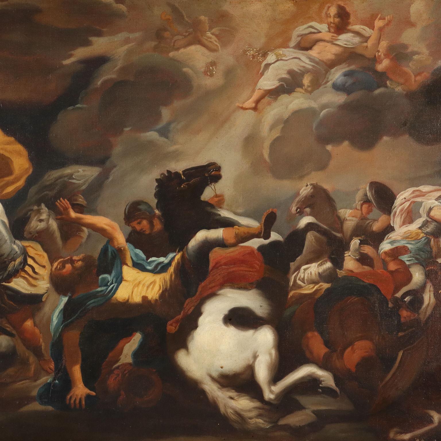 Oil on Canvas. School of Luca Giordano.
The scene depicts the conversion of St. Paul, as recounted in the Acts of the Apostles.
While on his way to Damascus to persecute Christians, Saul (his name before his conversion), a Jew but a citizen of Rome,
