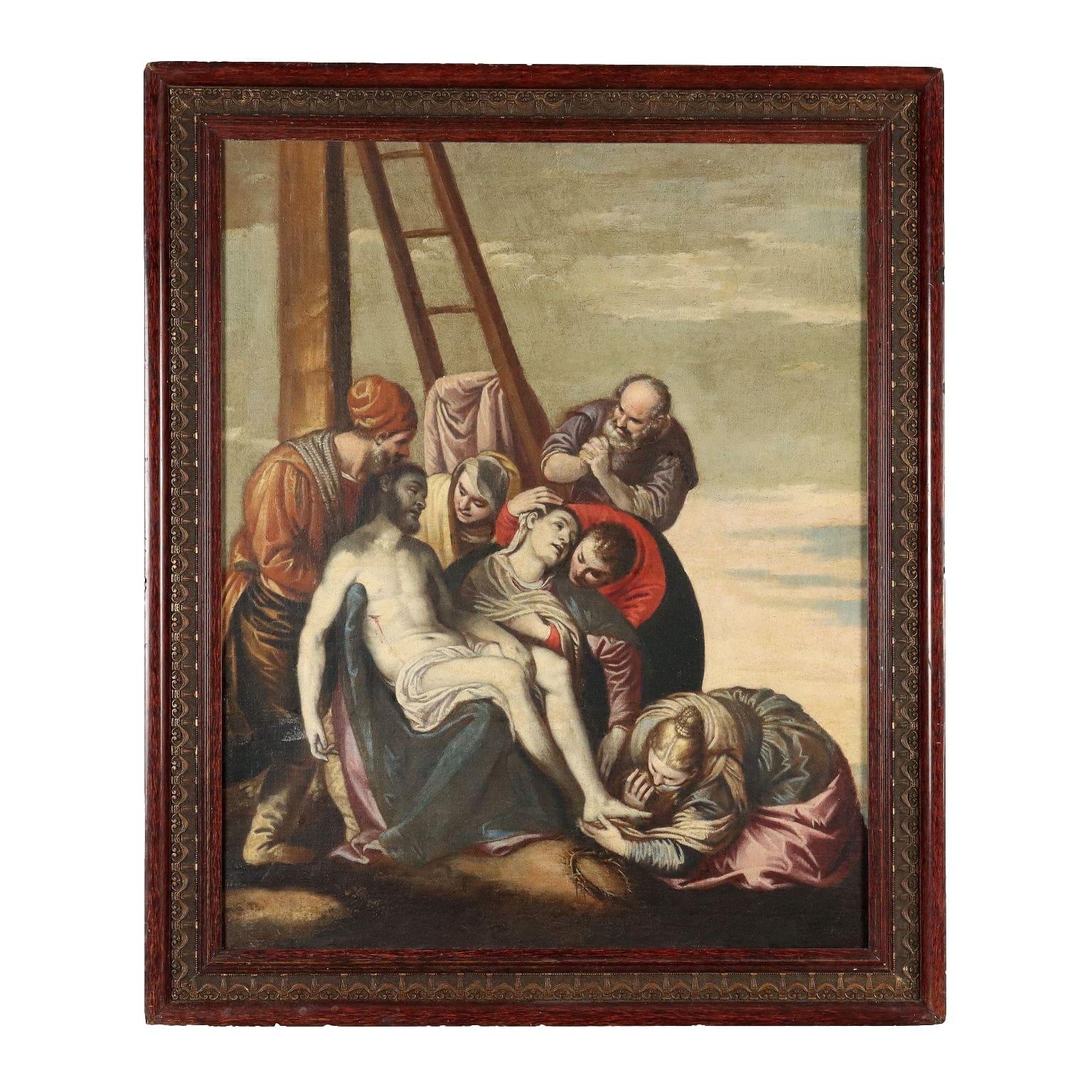 Unknown Figurative Painting - Painting The Deposition of Christ 18th century