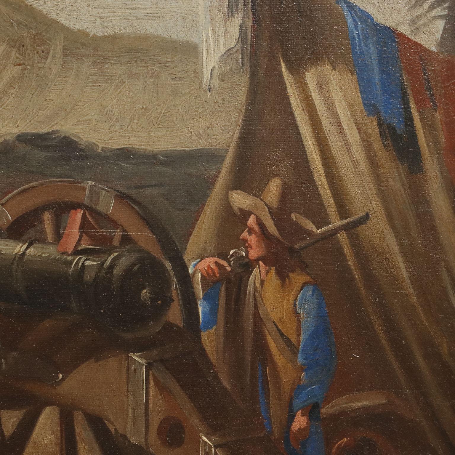 Painting The Waiting for the Battle 18th century For Sale 7