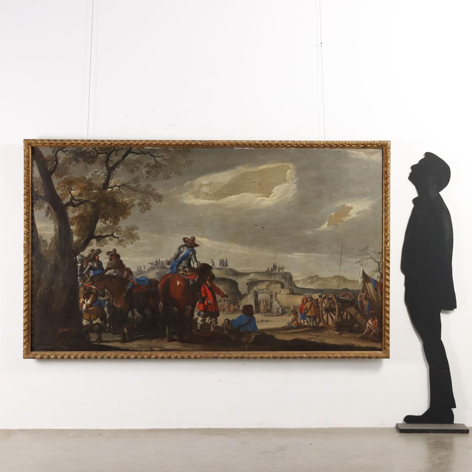 Painting The Waiting for the Battle 18th century - Brown Figurative Painting by Unknown