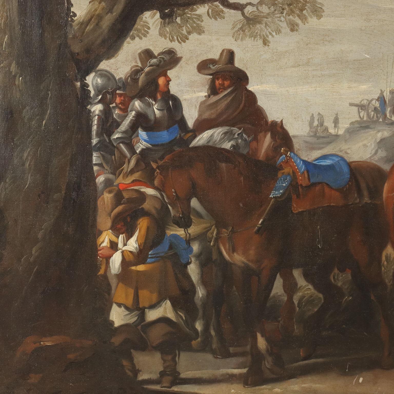 Painting The Waiting for the Battle 18th century For Sale 1