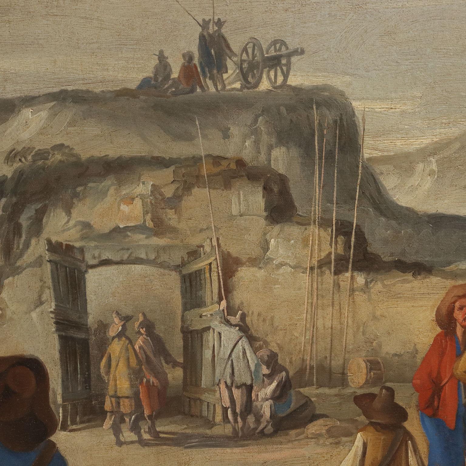 Painting The Waiting for the Battle 18th century For Sale 5