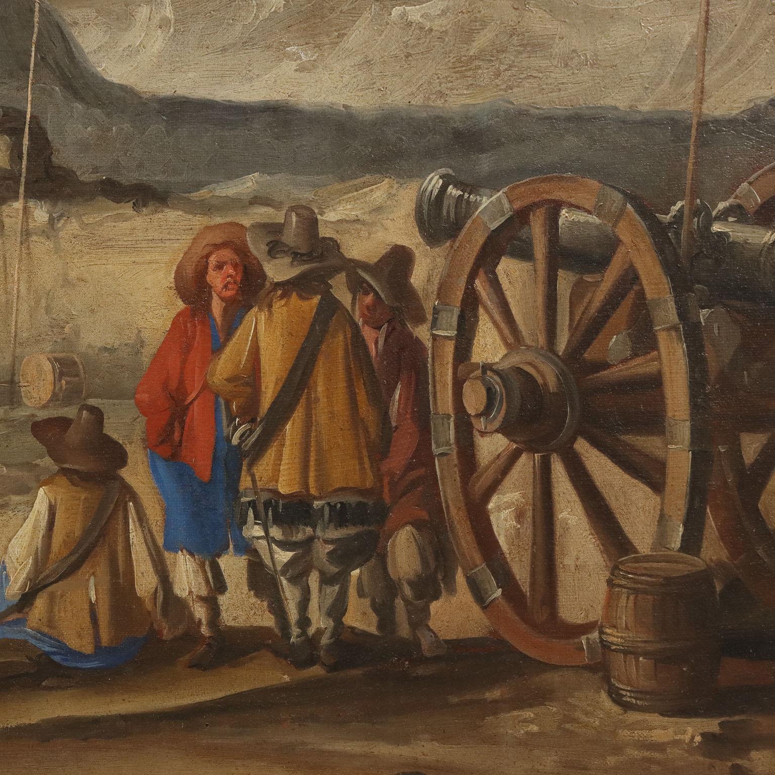 Painting The Waiting for the Battle 18th century For Sale 6