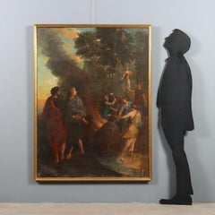 Peinture Les Nymphes brûlent le navire de Télémaque Huile sur toile. XVIIe-XVIIIe siècle