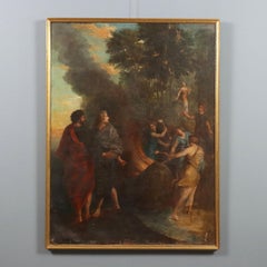 Peinture Les Nymphes brûlent le navire de Télémaque Huile sur toile. XVIIe-XVIIIe siècle