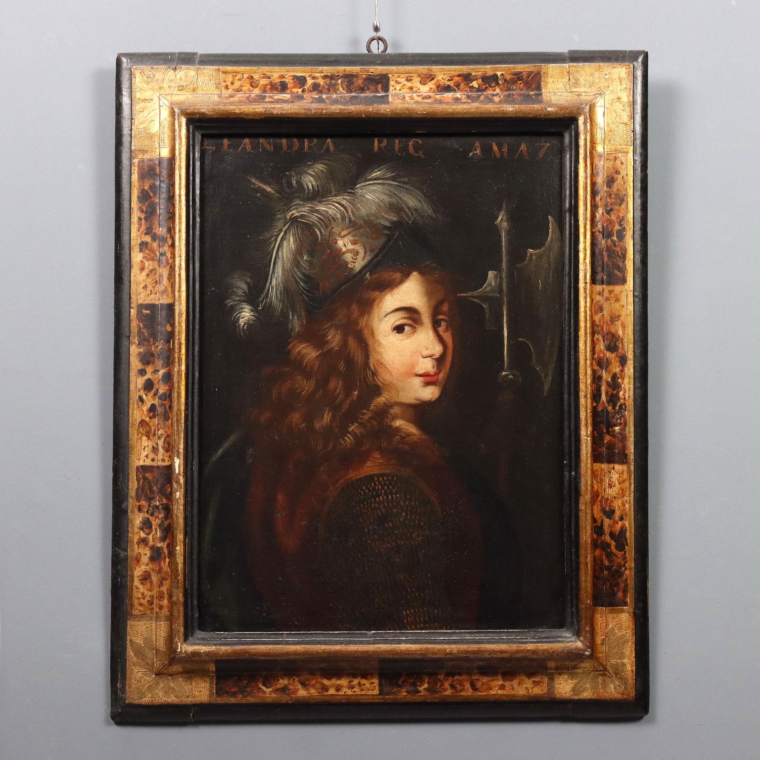 Unknown Portrait Painting - Painting Leandra Queen of the Amazons Oil on canvas. XVIIth century.